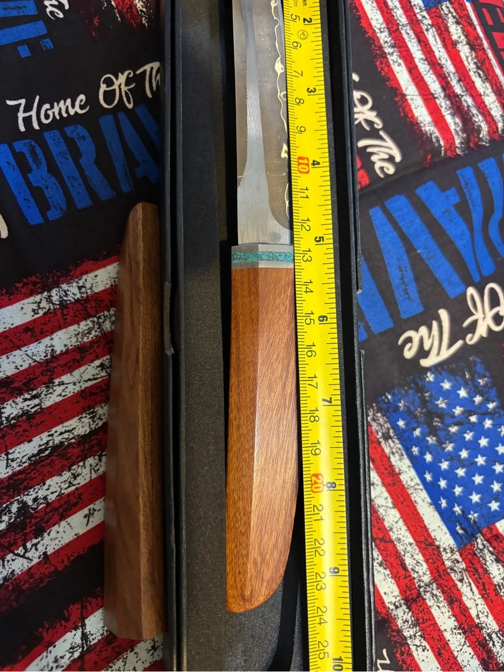 Handcrafted Wooden Samuria  Knife with Turquoise Inlay and Fine Wood Sheath